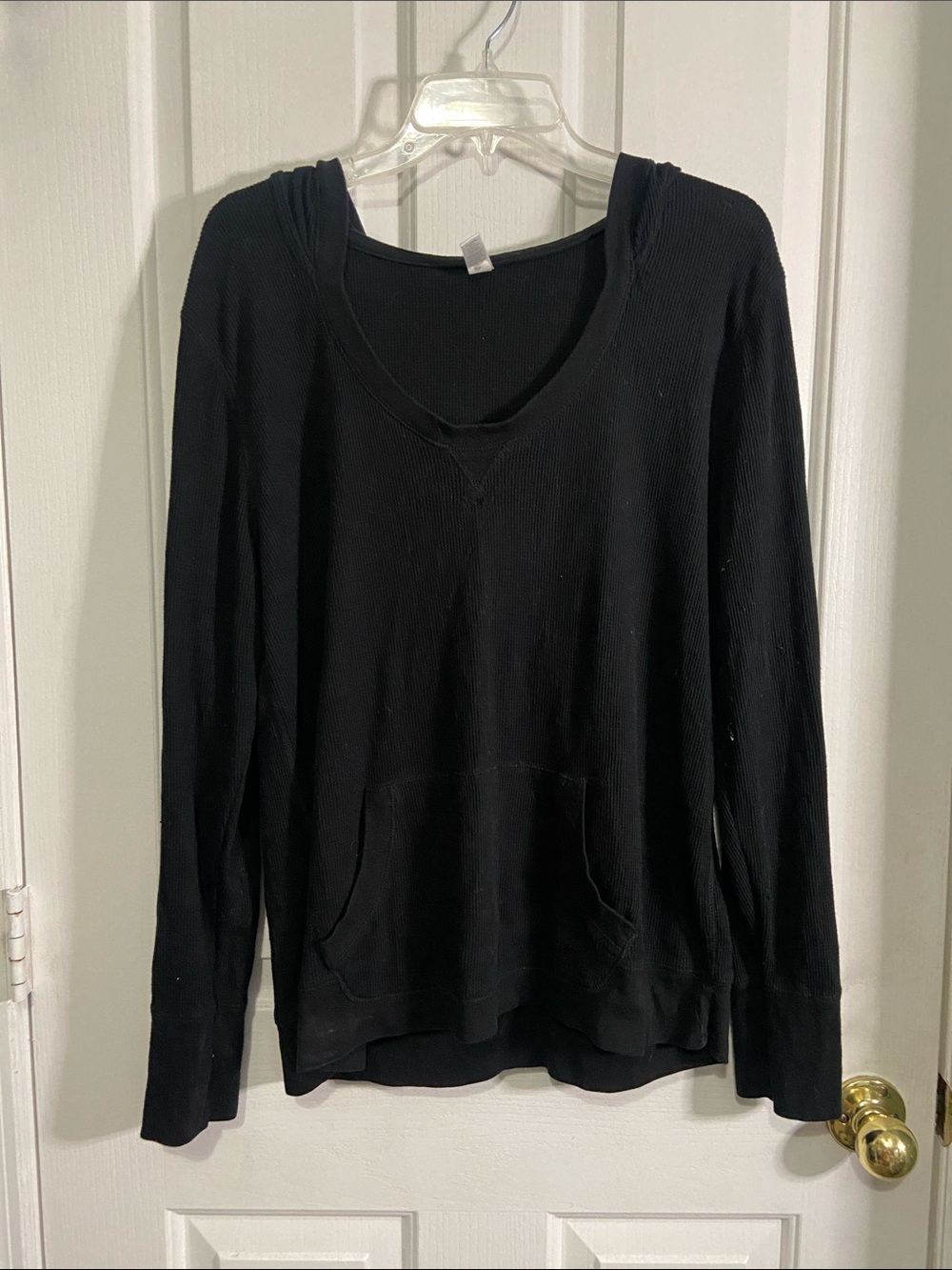 Vintage Old Navy Black V-Neck Long Sleeve Hoodie Top